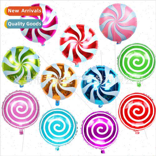18 inch lollipop aluminum film balloon round pinwheel stripe