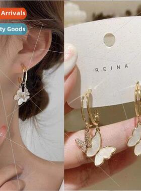 925 lver Needle Korea Butterfly Earrings Female Summer Morio