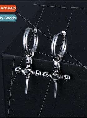 stainless steel earrings creative skull crossbones earrings