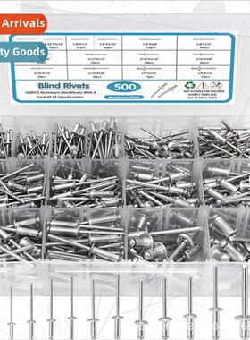 500pcs Blind Rivet Set Combination Aluminum Rivets Open End