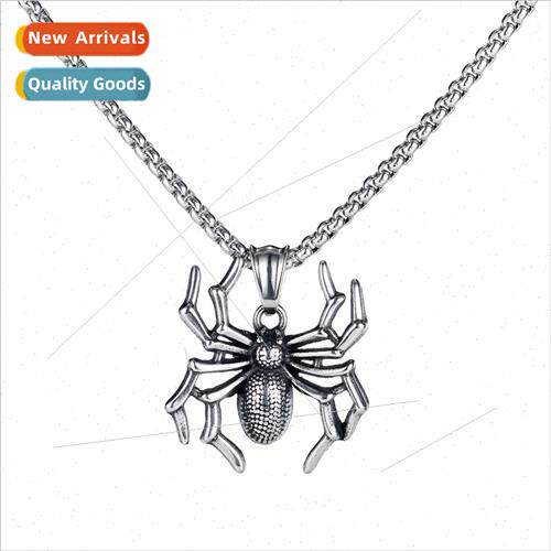 Titanium Steel Spider Pendant Punk Insect Necklace适用Men