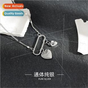925 lver Plated French Pin Heart Necklace che Monogrammed Lo