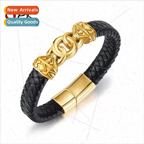 Men Stainless Steel Circle Bracelet Vintage mple Versatile W