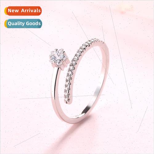 Bright crystal flash diamond star ring opening Korea student