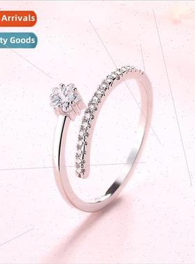 Bright crystal flash diamond star ring opening Korea student