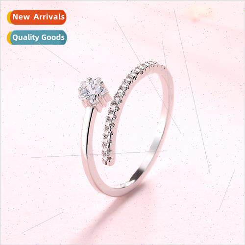 Bright crystal flash diamond star ring opening Korea student