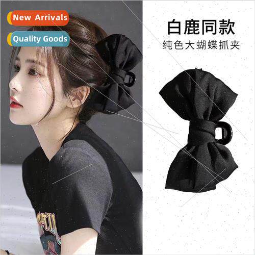 Double-sided bow scrunchies female black coiffure clips head