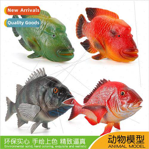 simulation animal toys red silk fish stone snapper sauger tr