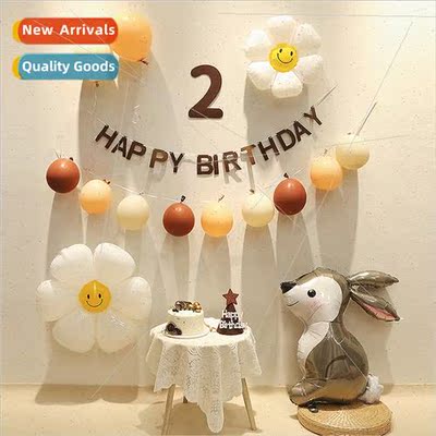 Korea ins baby first birthday arrangement rabb baby balloon