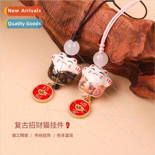 Fortune cat cell phone pendant lerary ceramic lucky cat pend