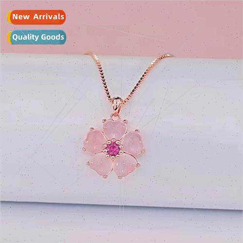 Natural crystal attract peach blossom necklace female peach