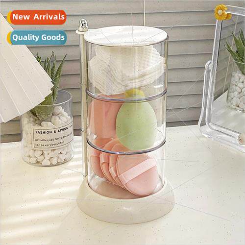 Powder puff organizer beauty egg rotating dustprotransparent