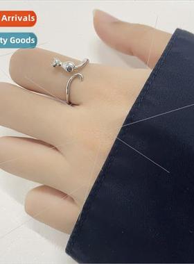 Korea female opening Korea meow moon cat cat ring index fing