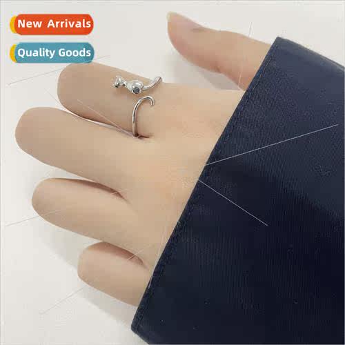 Korea female opening Korea meow moon cat cat ring index fing