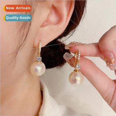 Korea exquise fashion Mabe pearl zircon earrings earrings ce