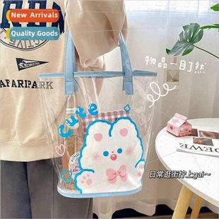 Cute transparent handbag girl heart waterproPVC beach bag in
