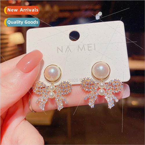 s925 silver needle Korea fashion hollow earrings pearl hollo
