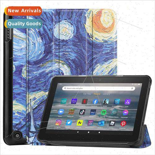 适用2022 Kindle Fire7 case hd7 colorful tri-fold solid color
