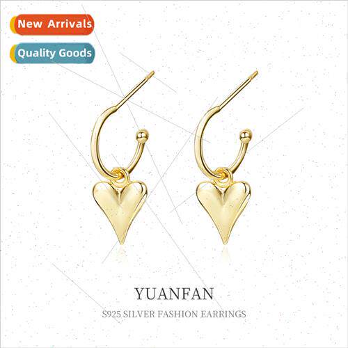 925 silver love earrings female hundred wh Europe retro ins