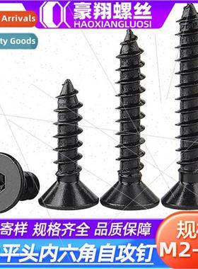304 Flat head hexagon socket head tapping screws black hexag