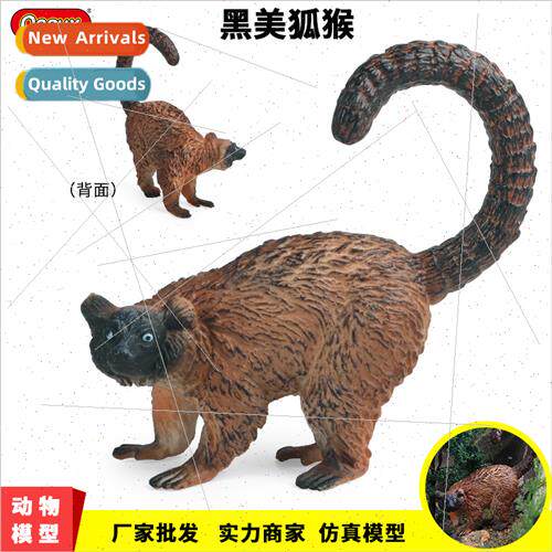 Toys static solid black American lemur wild animal model gol