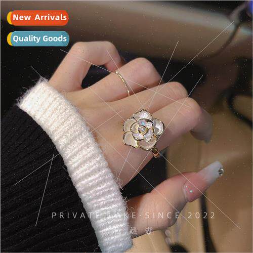 French tender camellia ring female ins sense opening retro n