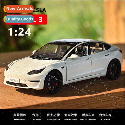 Boxed 1:24 Tesla model3 alloy model boomerang sound light do