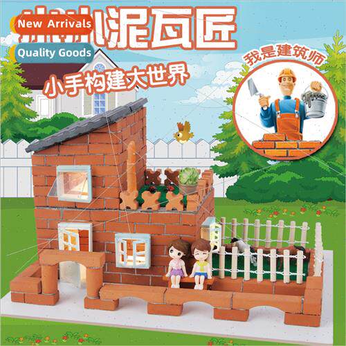 Mud tile brick building mini bricks handmade assembled happy