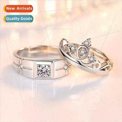 Korea fashion new couple ring crown couple set diamond open