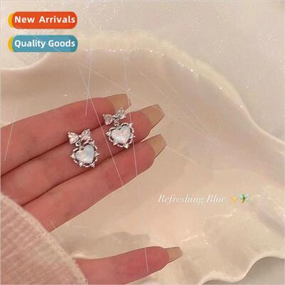flash ice permeabily bow heart earrings earrings niche earri
