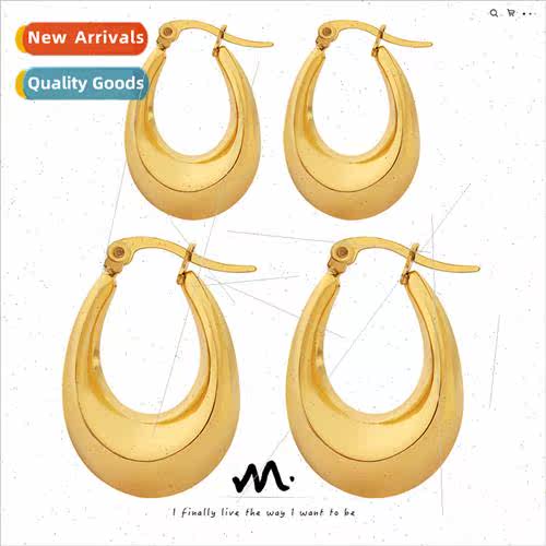 New U shape size earrings tanium steel gold-plated Europe do