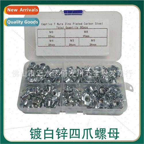 90pcs Furnure four-jaw nuts M3 M4 M5 M6 M8 Screws Set