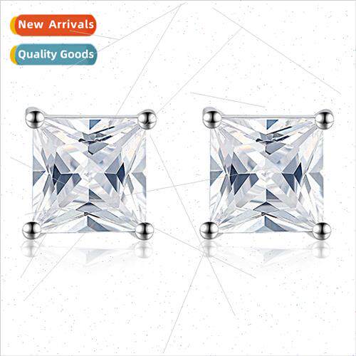s925 four corners square earrings Korea new fashion super fl