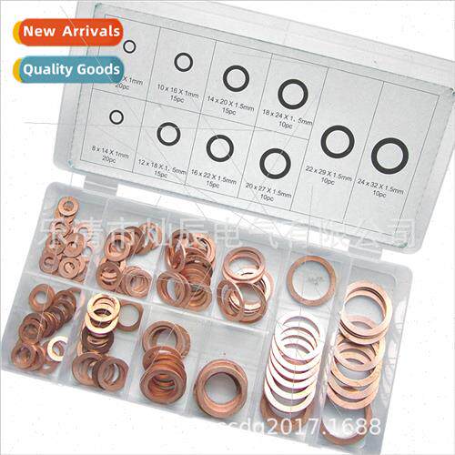 140PCS Purple Copper Combination Washers Gaskets Seals Box S