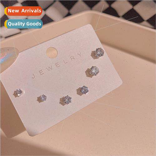 925 silver pin simple raise ear small zirconia earrings fema