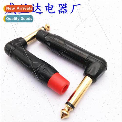 Black lacquer 6.35MM large two-pronged elbow 6.5 mono audio