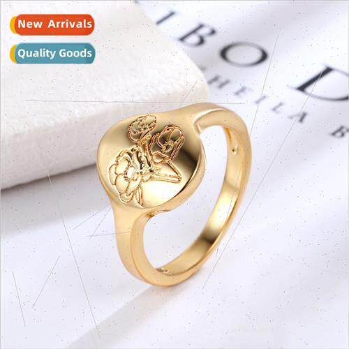 Europe anchor flower simple round ring female index finger t