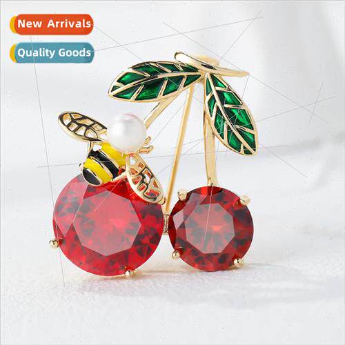 New fashion Korea red cherry brooch fru corsage coat su acce