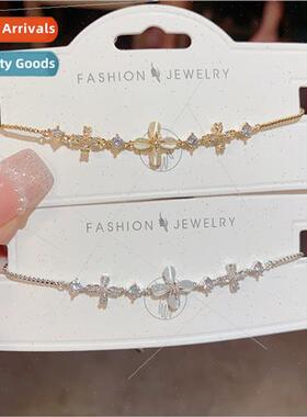 Korea che Zirconia Cat Eye Flower Pull-Out Bracelet Women Br