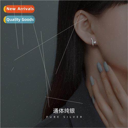 S925 lver Heart Double Layer Zirconia Earrings Peach Heart S