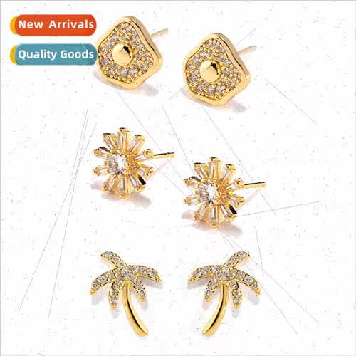 Irregular Geometric Full Zirconia Earrings  Earrings