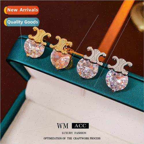 zirconia letters round earrings versatile delicate earrings