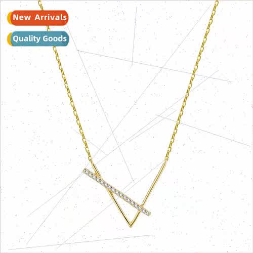 Korea gold plated V letter geometric necklace women fashion