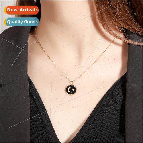 Moon necklace 925 silver women ins French vintage zirconia c