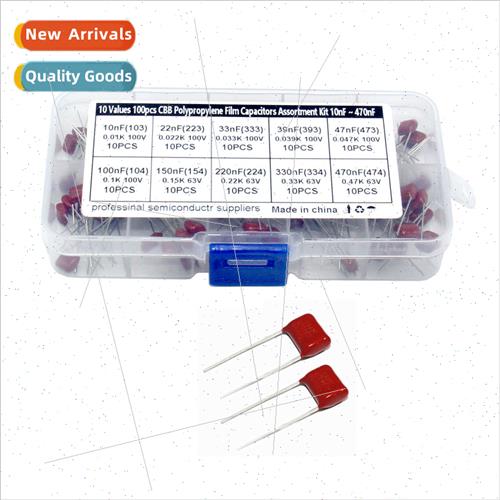100PCS 10 Types CBB103 104 154 224 63V-100V Film Capacors