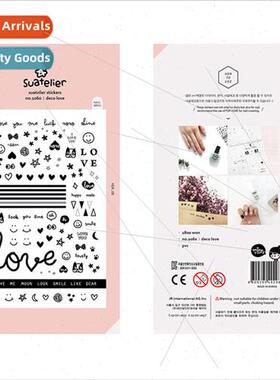 Korea nail stickers 1060 waterproPVC black love diary sticke