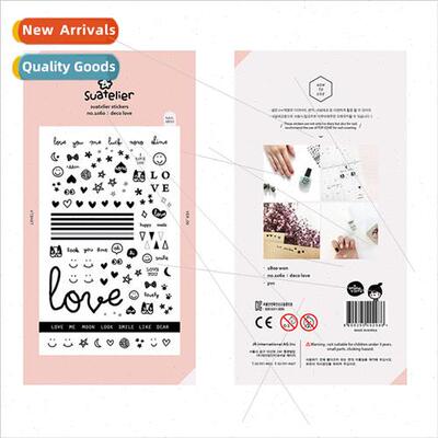 Korea nail stickers 1060 waterproPVC black love diary sticke