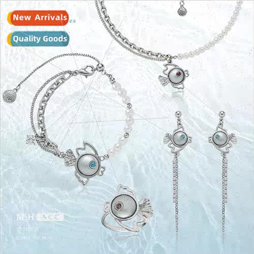 Korea zirconia small goldfish ring female open index finger