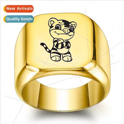 mple cartoon zodiac tanium steel ring stainless steel male g