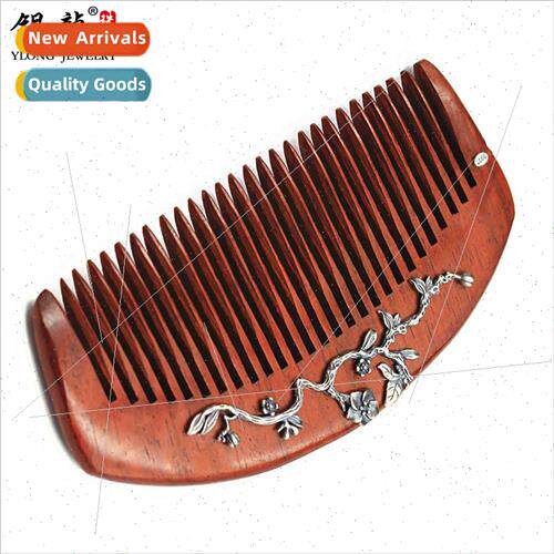lver 925 inlaid silver sandalwood comb Thai silver inlaid an